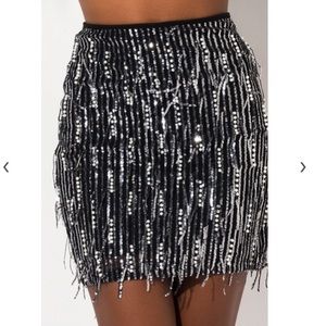 Pearl and glitter high waisted mini skirt